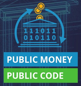 Logo de la campagne 'Public Money, Public Code' 